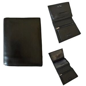 Genuine Leather Black Wallet with Zipper & Cash Compartments
